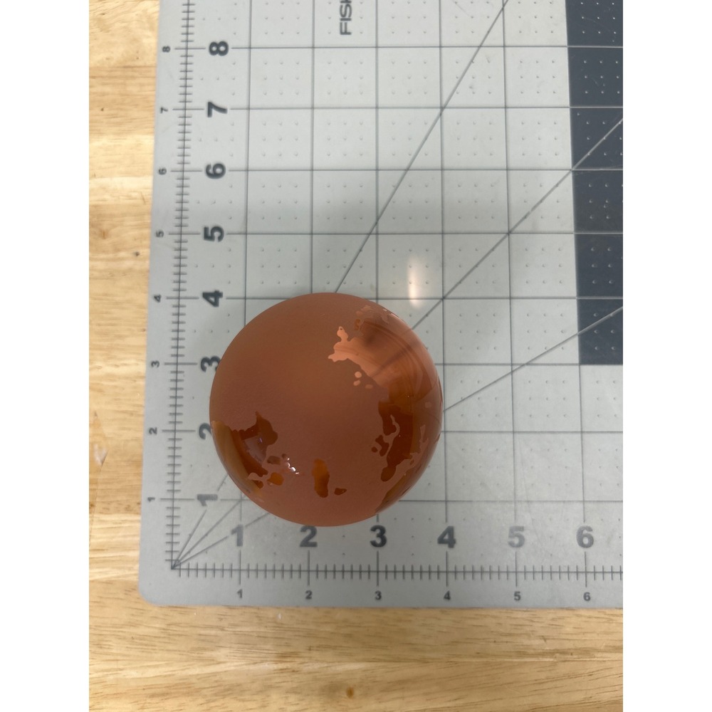 Frosted Glass Globe Pink Brass Stand Desk Decor Vintage Style Paperweight Desk - Picture 8 of 10
